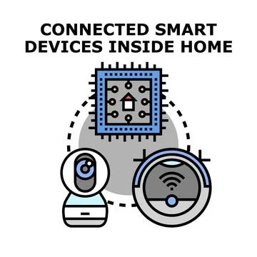 Smart home system connecting modern digital devices Stock Illustration