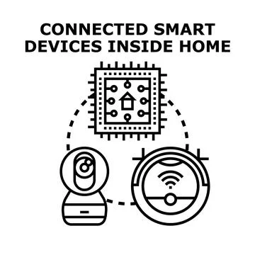 Smart home system connecting modern digital devices Stockillustratie