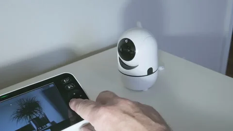 Smart home system. Control of the video surveillance system via the display.  Stock Footage 327441204