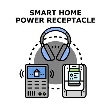 Smart home system controlling connected power receptacle devices Stock Illustration