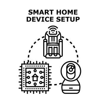 Smart home system device setup concept illustration Stock Illustration