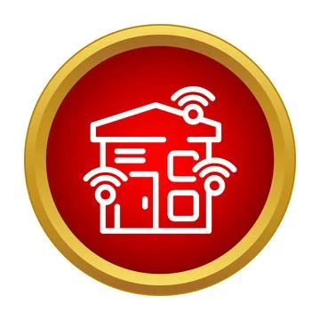 Smart home system icon showing connected house Stock Illustration