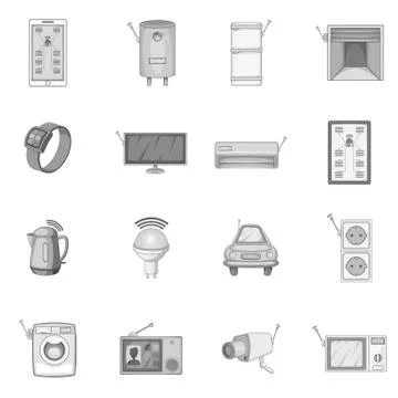 Smart home system icons set monochrome Illustrazione stock