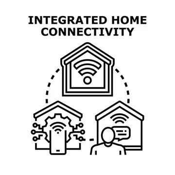 Smart home system integrating connected household devices Stock Illustration