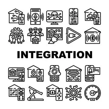 Smart home system integration automation technology icons collection イラスト素材
