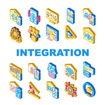 Smart home system integration automation technology icons Stock Illustration