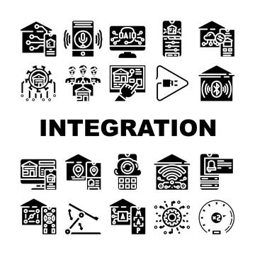Smart home system integration collection of icons 库存插图
