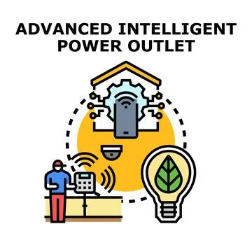 Smart home system with intelligent power outlet technology Stock Illustration
