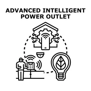 Smart home system with intelligent power outlet technology Stock Illustration