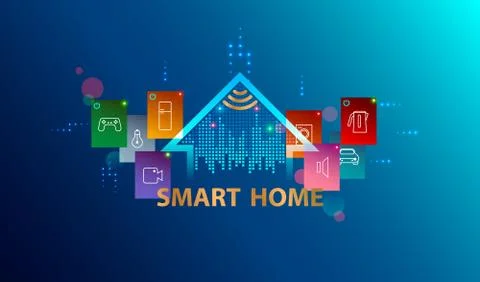 Smart home system. Internet of things concept. Header or banner with logo iot Stock Illustration