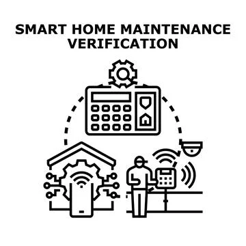 Smart home system maintenance verification process Stock Illustration