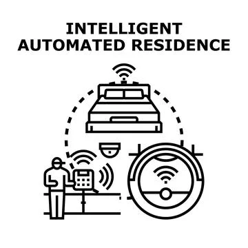 Smart home system managing automated residence technology イラスト素材