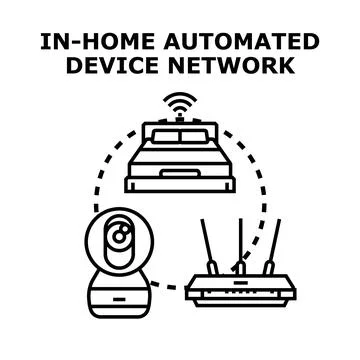Smart home system managing automated devices network Stock Illustration