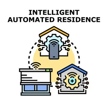 Smart home system managing automated residence technology Stock Illustration