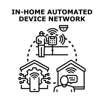 Smart home system managing automated device network Stock Illustration