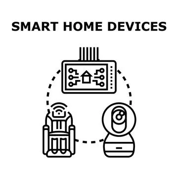 Smart home system managing automated security and comfort Stock Illustration