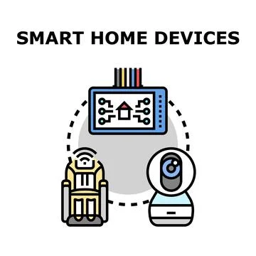Smart home system managing automated security and comfort Stock Illustration