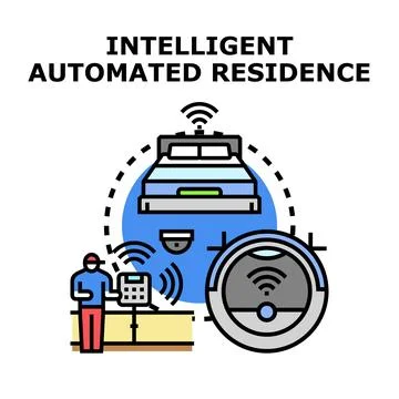 Smart home system managing automated residence technology Stock Illustration
