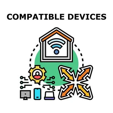 Smart home system managing compatible devices network Stock Illustration
