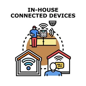 Smart home system managing connected household devices Illustrazione stock