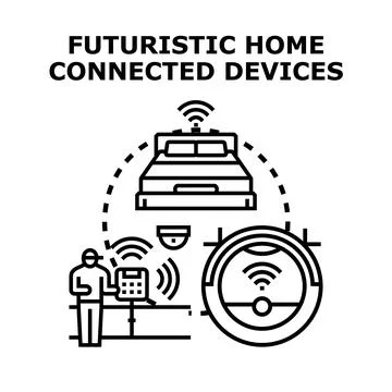 Smart home system managing connected electronic appliances Stock Illustration