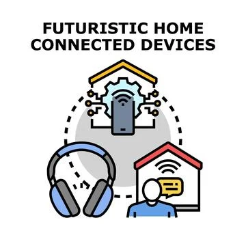 Smart home system managing connected devices Stock Illustration