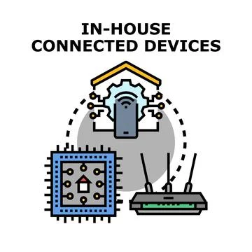 Smart home system managing connected technology appliances Stock Illustration
