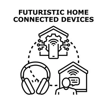 Smart home system managing connected devices Stock Illustration