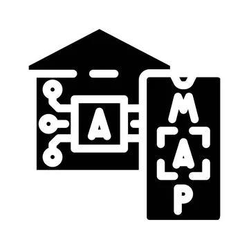 Smart home system managing digital map application on phone Illustrazione stock