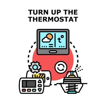 Smart home system managing heating temperature turning up Illustrazione stock