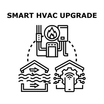 Smart home system managing heating ventilation air conditioning Stock Illustration