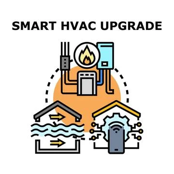 Smart home system managing heating ventilation air conditioning Ilustración de archivo