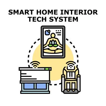 Smart home system managing interior comfort technology Stock Illustration