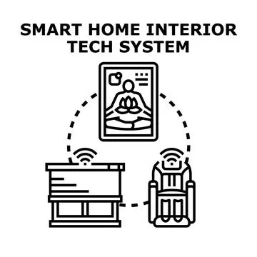 Smart home system managing interior comfort technology Stock Illustration