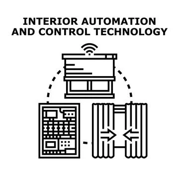 Smart home system managing interior automation technology Stock Illustration