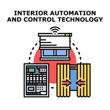 Smart home system managing interior automation technology Stock Illustration