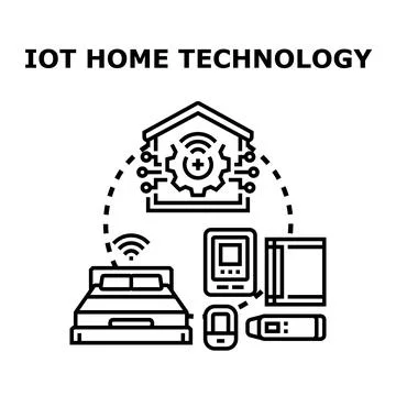 Smart home system managing internet of things technology Stock Illustration