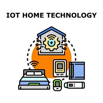Smart home system managing internet of things technology Stock Illustration