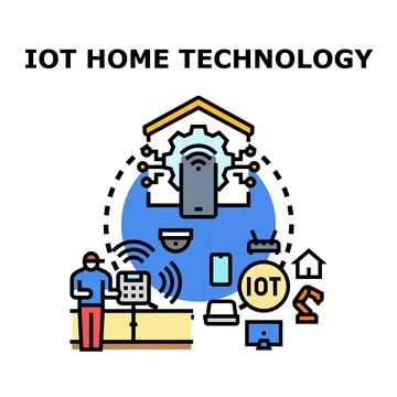 Smart home system managing internet of things technology 스톡 일러스트