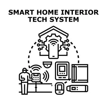Smart home system managing modern house technology Stock Illustration
