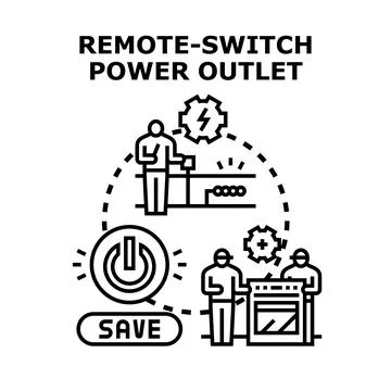 Smart home system managing remote power outlet switching Illustrazione stock