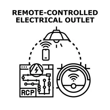 Smart home system managing remote electrical outlet with devices イラスト素材