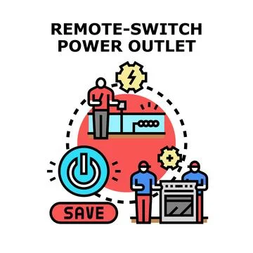 Smart home system managing remote power outlet switching Illustrazione stock