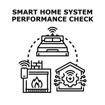 Smart home system performance checking and management Stock Illustration