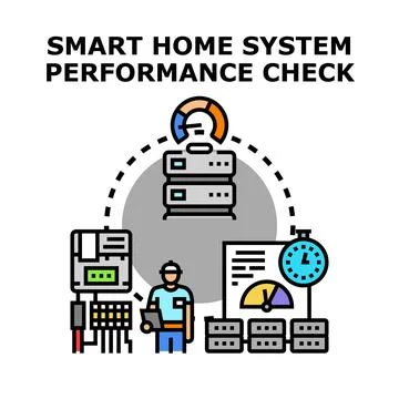 Smart home system performance checking and maintenance Stock Illustration