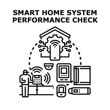 Smart home system performance checking illustration Stock Illustration