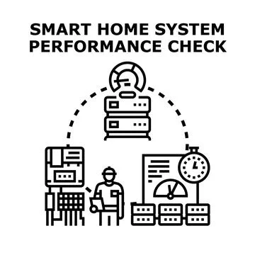 Smart home system performance checking and maintenance Stock Illustration