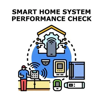 Smart home system performance checking illustration Stock Illustration