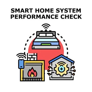Smart home system performance checking and management Stock Illustration