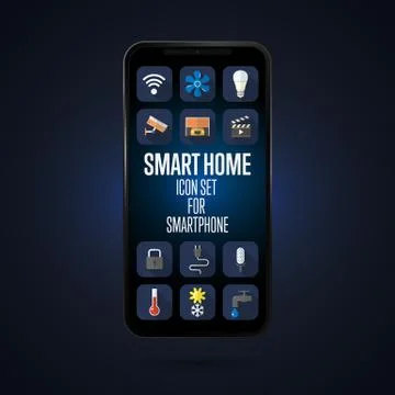 Smart home system on the smartphone. The application for the phone. Stock Illustration